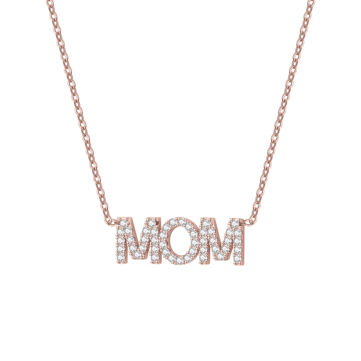 Gold Mom Rhinestone Necklace
