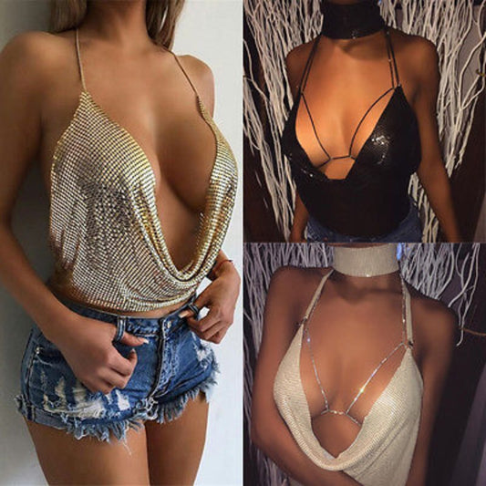 Elegant Metal Crop Top Sexy - Byloh