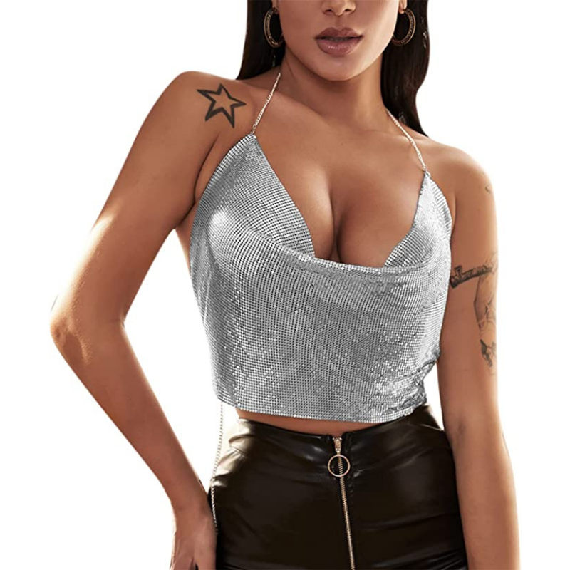 Elegant Metal Crop Top Sexy - Byloh