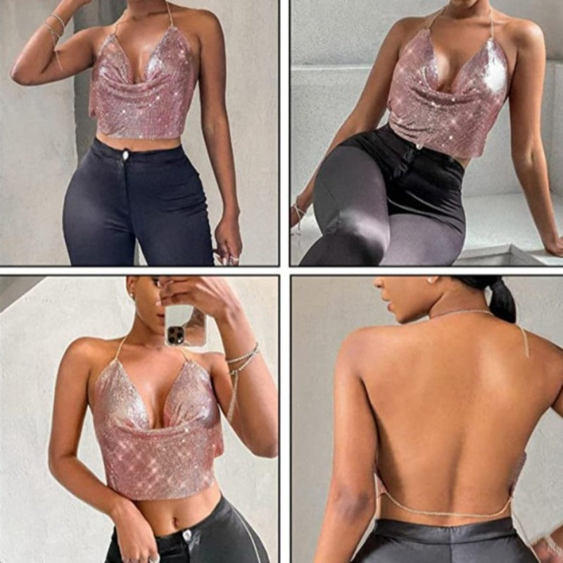 Elegant Metal Crop Top Sexy - Byloh