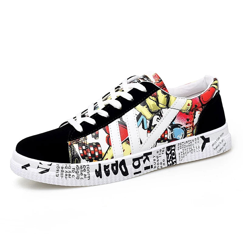 Aby Lace-Up Graffiti board Sneakers - Byloh