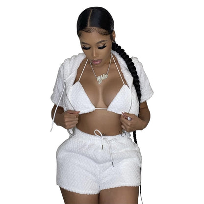 Elda Outfits Fluffy Shorts Sets - Byloh