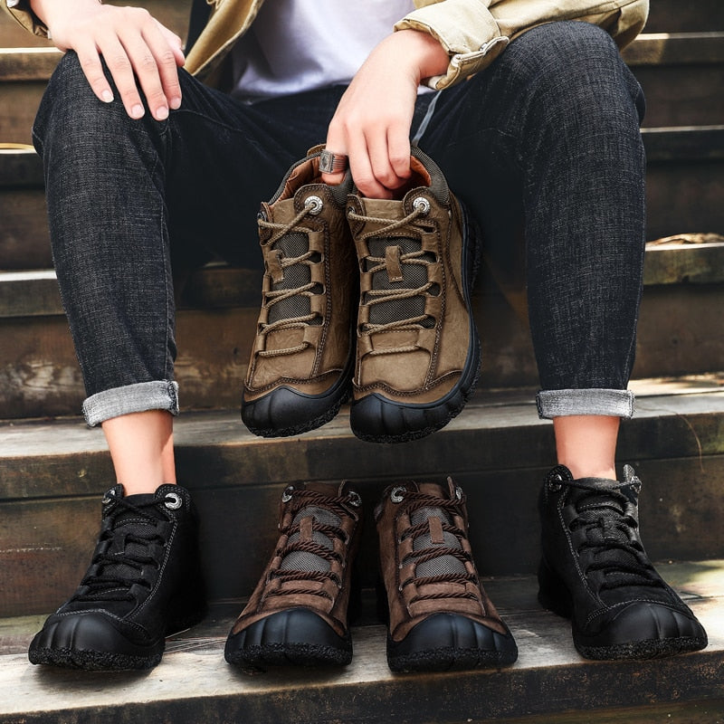 Men Retro Golden Leather Boots - Byloh