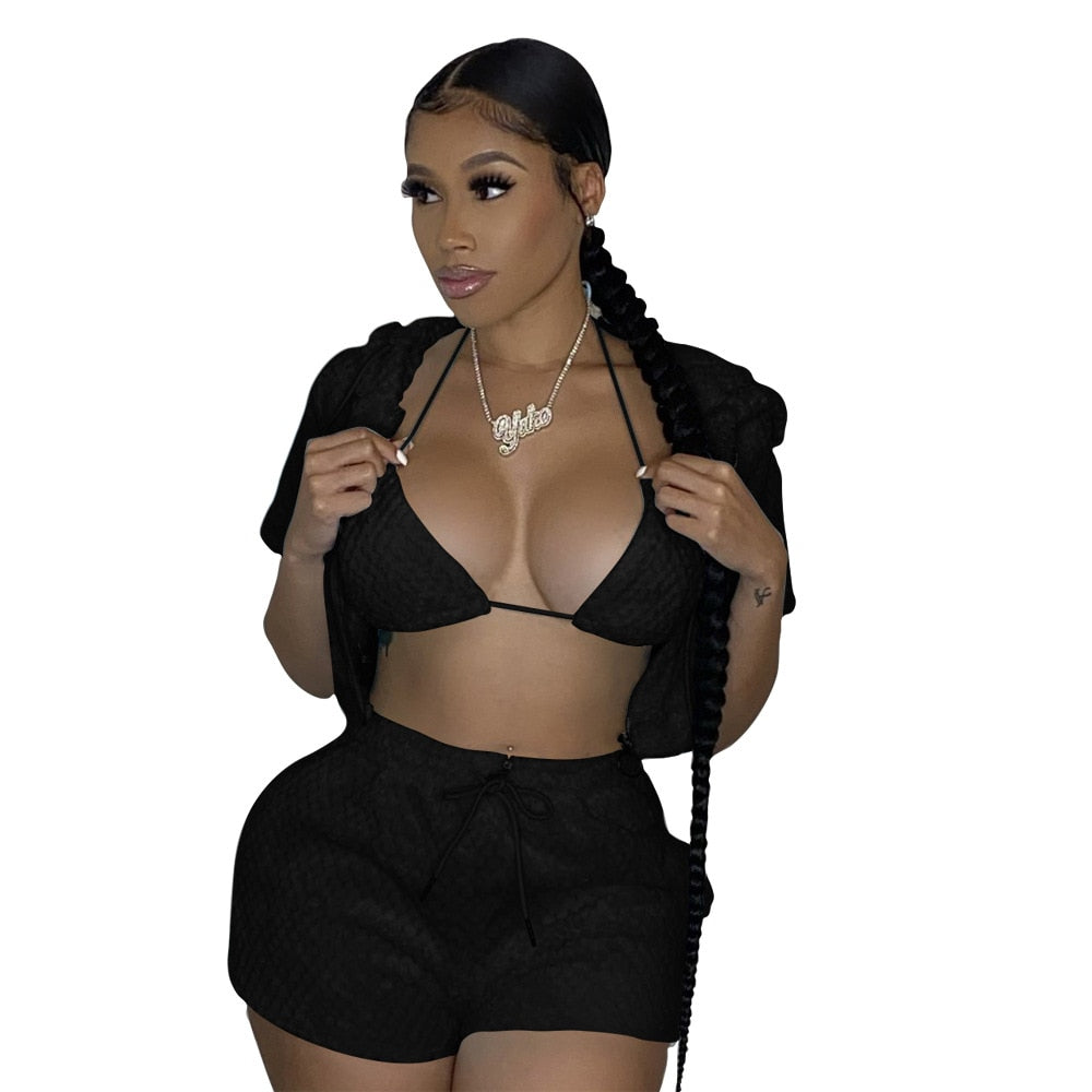 Elda Outfits Fluffy Shorts Sets - Byloh