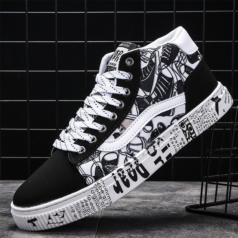 Aby Lace-Up Graffiti board Sneakers - Byloh