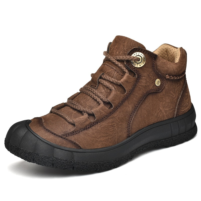Men Retro Golden Leather Boots - Byloh
