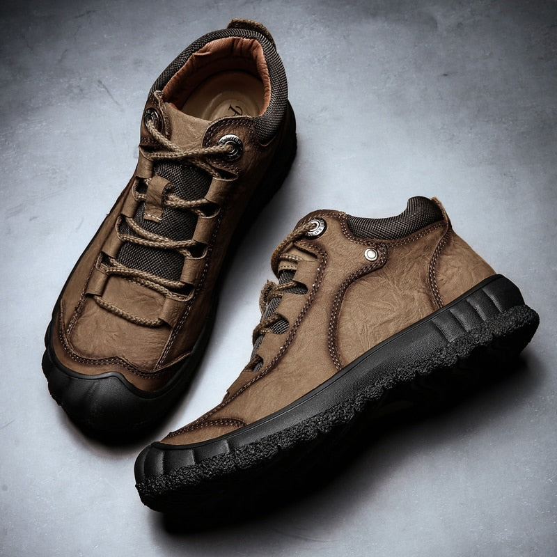 Men Retro Golden Leather Boots - Byloh