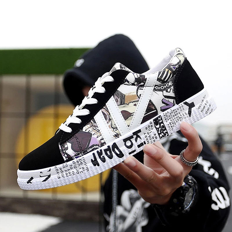 Aby Lace-Up Graffiti board Sneakers - Byloh