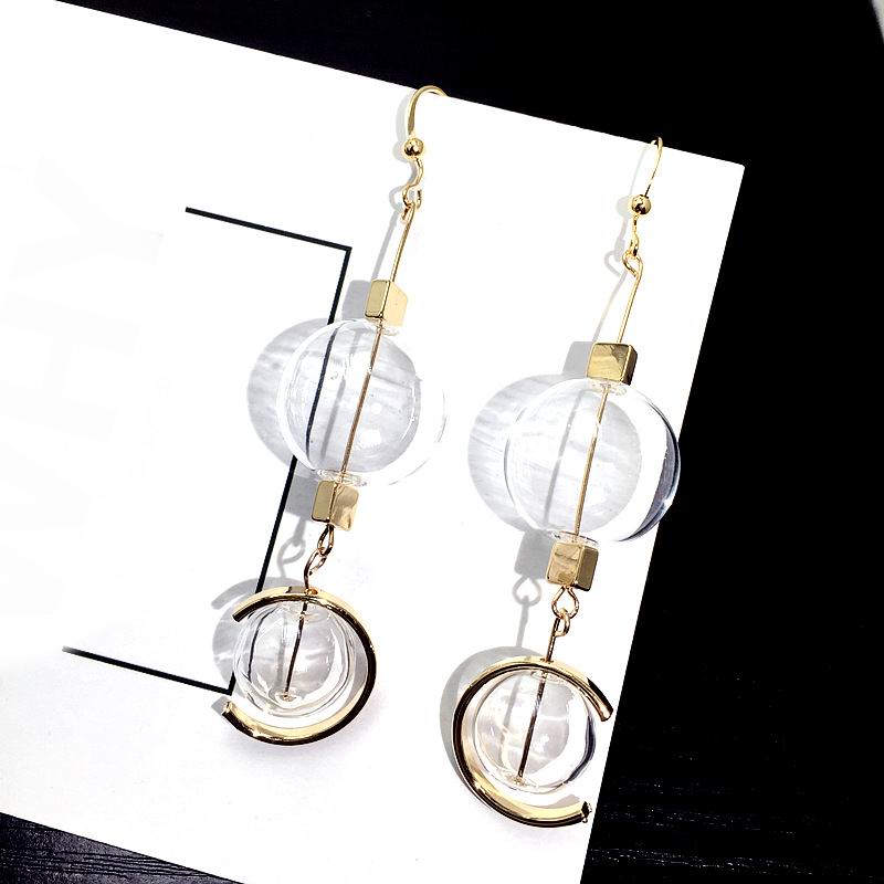 Transparent Ball Long Earrings - Byloh