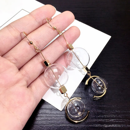 Transparent Ball Long Earrings - Byloh