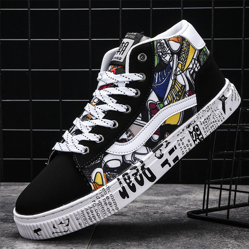 Aby Lace-Up Graffiti board Sneakers - Byloh