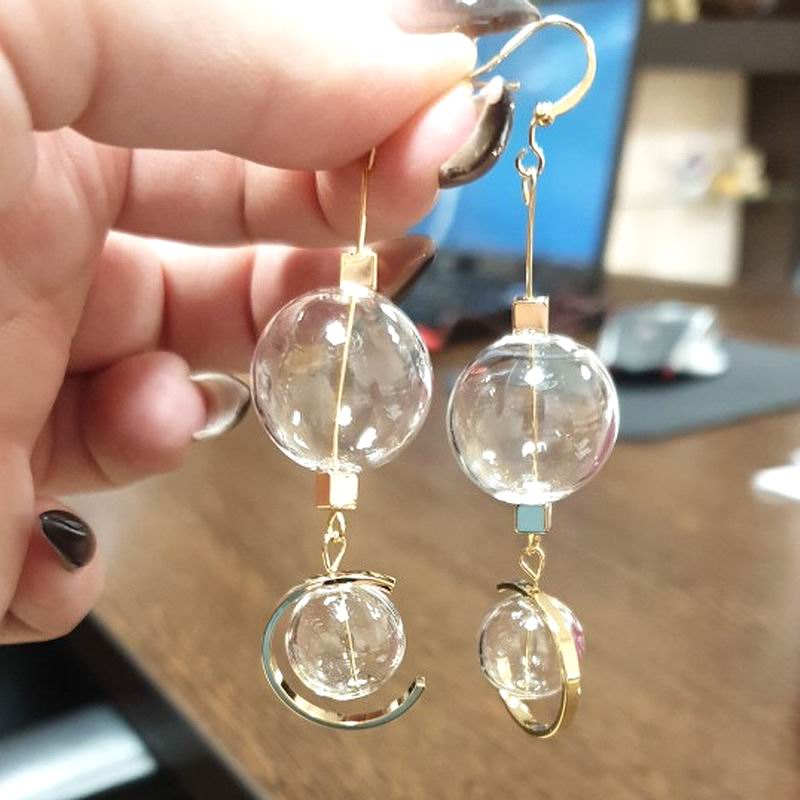 Transparent Ball Long Earrings - Byloh