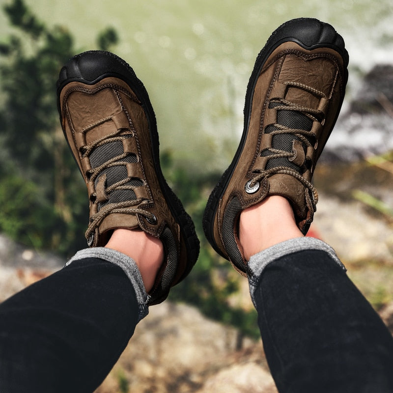 Men Retro Golden Leather Boots - Byloh