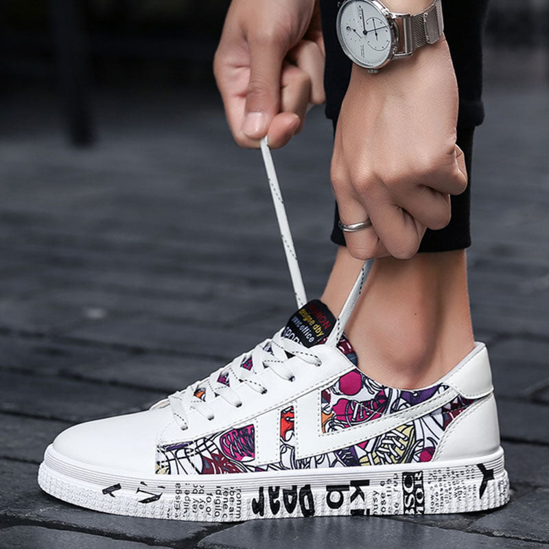 Aby Lace-Up Graffiti board Sneakers - Byloh