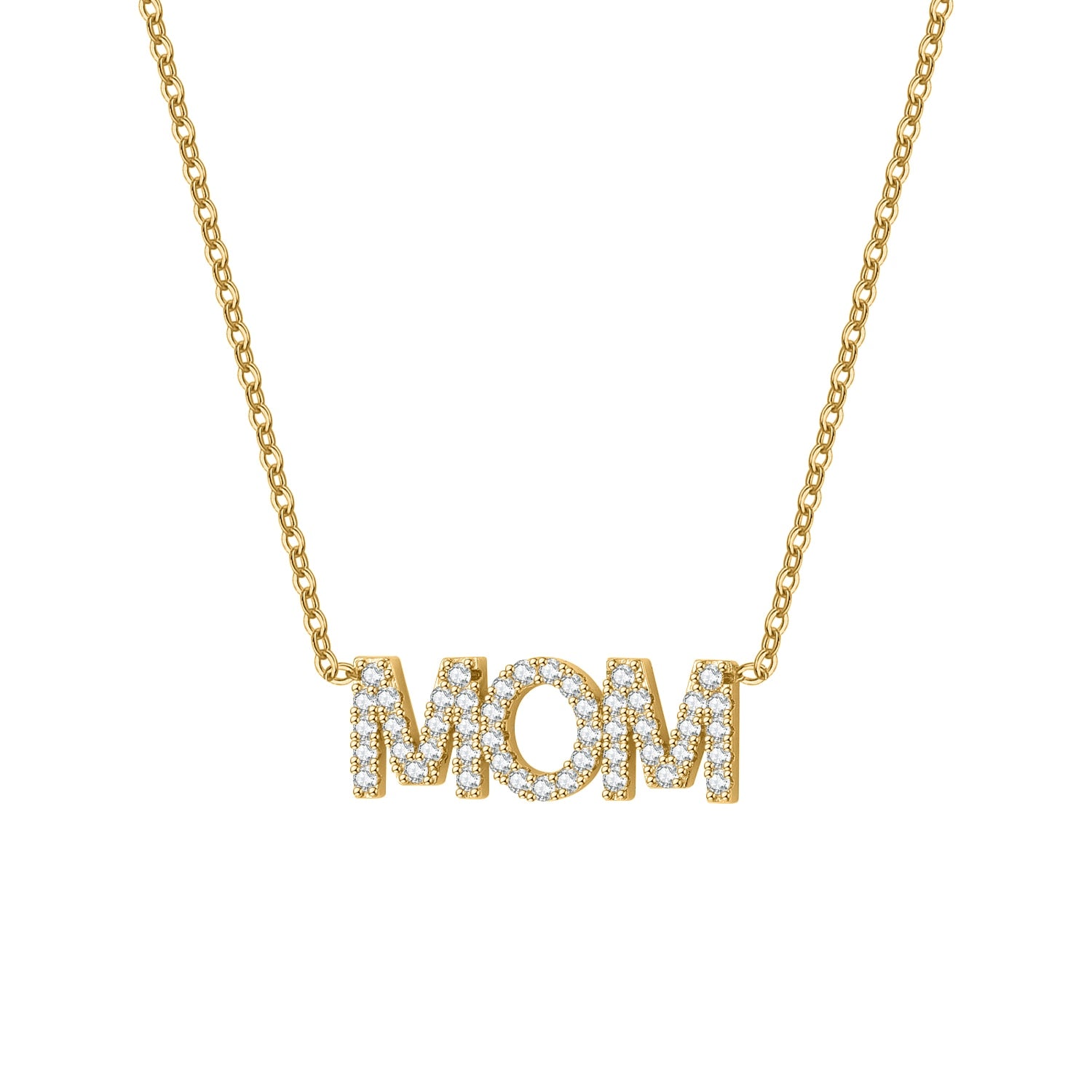 Gold Mom Rhinestone Necklace