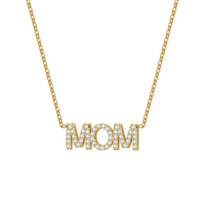 Gold Mom Rhinestone Necklace