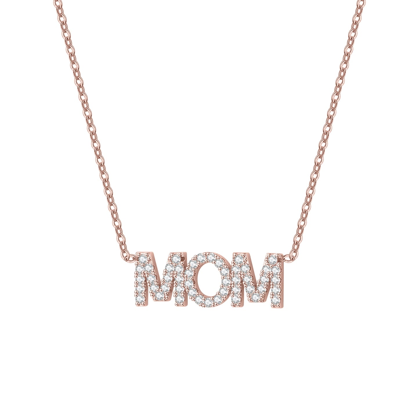 Gold Mom Rhinestone Necklace
