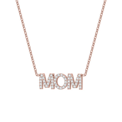 Gold Mom Rhinestone Necklace