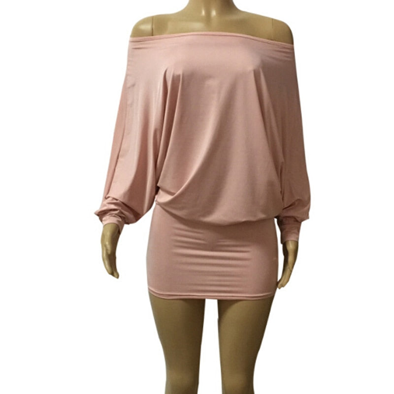 Slash Neck Mini Dress - Byloh