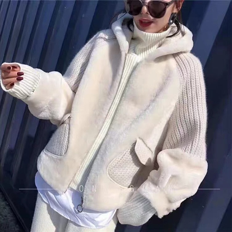 New knitted wool sleeve patchwork - Byloh